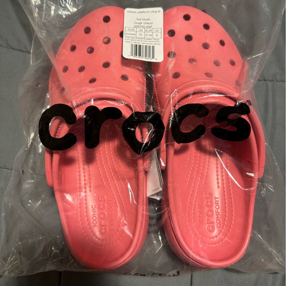 CROCS Women’s Hot Blush Classic Platform Clog Shoe Size 10 - Picture 7 of 8